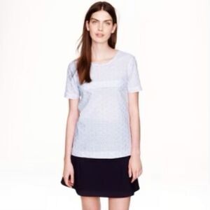 J. Crew Size 2 Blue & White Striped Seersucker Eyelet Tie Back Blouse Top